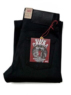NWT Naked & Famous Strong Guy Black Cobra Stretch Selvedge Denim